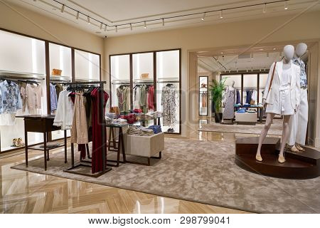 SINGAPORE - CIRCA APRIL, 2019: interior shot of Massimo Dutti store in Jewel Changi Airport.