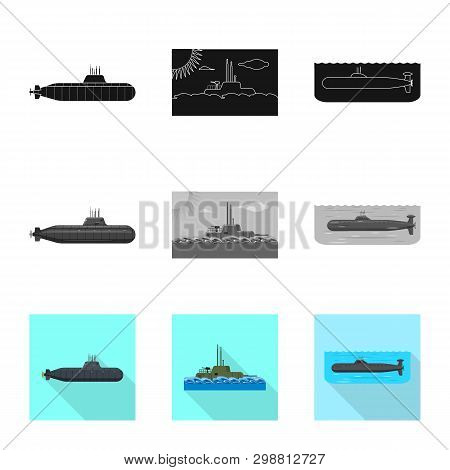 Vector Design Of War  And Ship Icon. Set Of War  And Fleet Vector Icon For Stock.