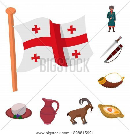 Vector Illustration Of Caucasus And Traditions Sign. Collection Of Caucasus And Attributes Stock Vec