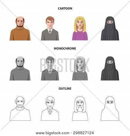 Vector Illustration Of Hairstyle And Profession  Icon. Set Of Hairstyle And Character  Vector Icon F