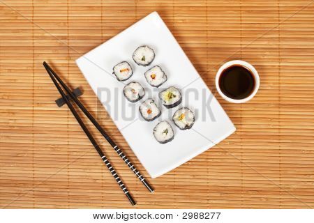 Sushi und Soja-sauce