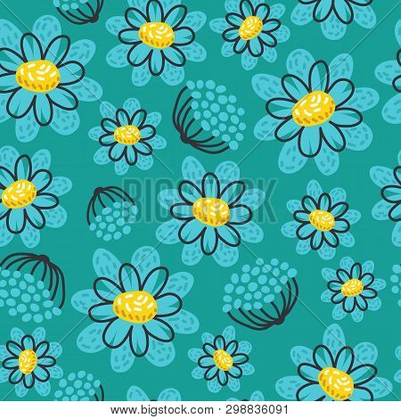 Seamless Pattern With Flowers. Vector Illustration. Design Element For Fabric, Wallpaper Or Wrapping