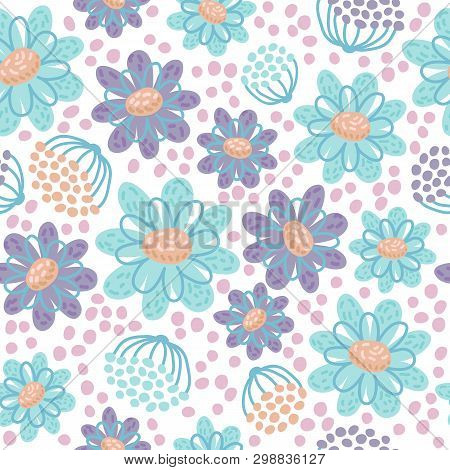 Seamless Pattern With Flowers. Vector Illustration. Design Element For Fabric, Wallpaper Or Wrapping