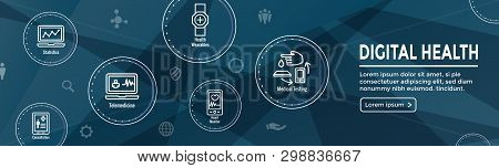 Digital Health Icon Set - Wearable Technology Web Header Banner