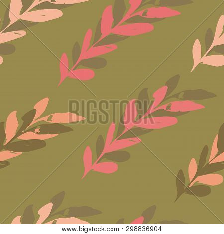 Brown Seamless Leaves Watercolour Pattern Design. Perfect For Surface Pattern Design