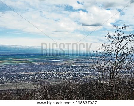 Top View Of Alazani Valley In Georgia In Springtime