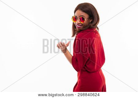 Modern Portrait Of African Young Girl Possing On White Background