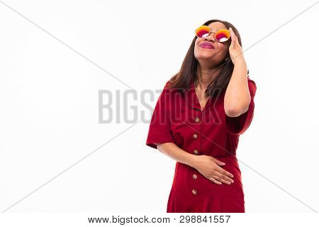 Modern Portrait Of African Young Girl Possing On White Background