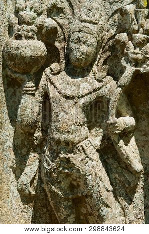 Ancient Carving In Anuradhapura, Sri Lanka. Sacred City Of Anuradhapura Is Declared A Unesco World H