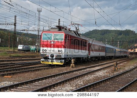 Ceska Trebova, Czech Republic, 8.9.2017: Passenger Train. Railway Junction And Railway Station Ceska
