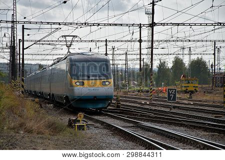 Ceska Trebova, Czech Republic, 8.9.2017: Passenger Train. Railway Junction And Railway Station Ceska