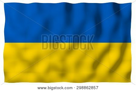 The Flag Of Ukraine On A White Background. National Flag And State Ensign. Blue And Yellow Bicolour.