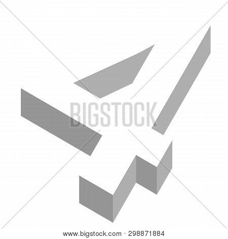 The Number 4 In Three Dimensional View Vector