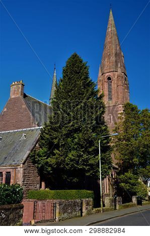 An Exterior View Of An Impressive Church Building In Crieff, Perthshire