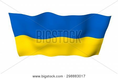The Flag Of Ukraine On A White Background. National Flag And State Ensign. Blue And Yellow Bicolour.