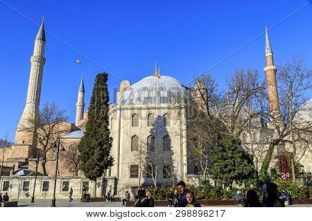Istanbul/turkey-04.03.2019:exterior Of Hagia Sophiya,aya Sofiya
