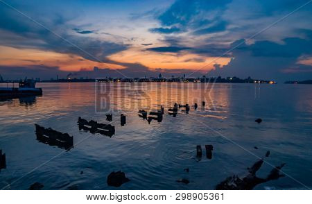 Havana Bay Surroundings, Seen In The Sunset
