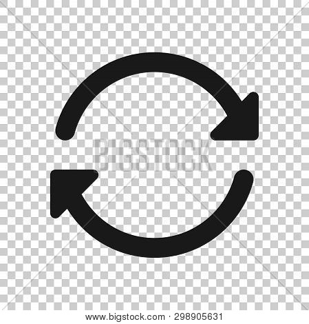 Arrow Rotation Icon In Transparent Style. Sync Action Vector Illustration On Isolated Background. Re