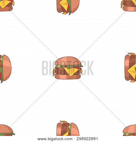Seamless Pattern Icons. Bakery Collection. Colored Icon. In Trendy Flat Style Isolated On White Back