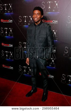 LAS VEGAS - APR 2:  Chadwick Boseman at the 2019 CinemaCon - STX films at Caesars Palace on April 2, 2019 in Las Vegas, NV