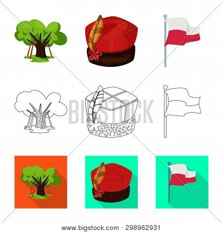 Vector Design Of Traditional And Tour Logo. Set Of Traditional And Landmarks Stock Vector Illustrati