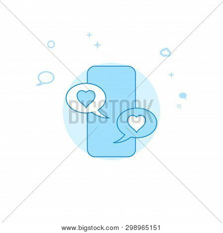 Smartphone Likes Notifications Flat Vector Icon. Dialogue And Communication Illustration. Light Flat
