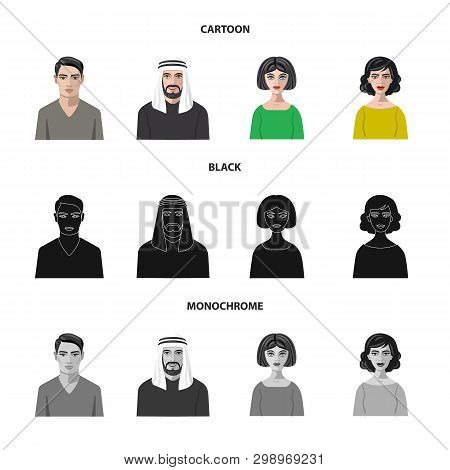 Vector Design Of Hairstyle And Profession  Logo. Set Of Hairstyle And Character  Vector Icon For Sto