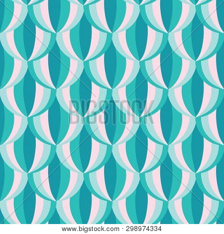 Seamless Vector Pattern Background With Teal Color Monochrome Beach Balls. Seamless Geometric Patter