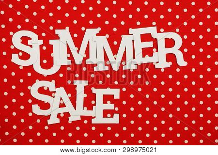 Summer Sale Alphabet Letters With Spce Copy On Red Polka Dot Background