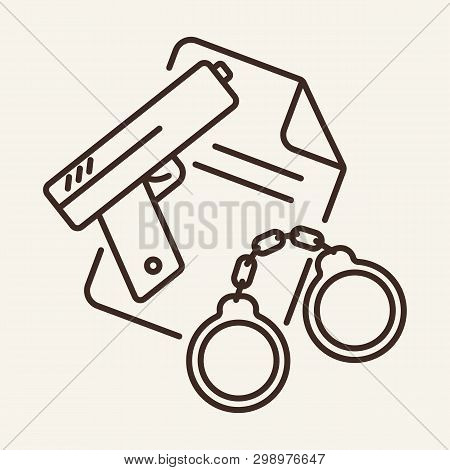 Real Evidence Line Icon. Detention, Crime, Warrant. Justice Concept. Vector Illustration Can Be Used