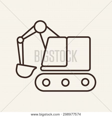 Excavator Line Icon. Digger, Bucket, Bulldozer. Transport Concept. Vector Illustration Can Be Used F