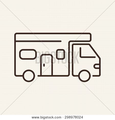 Trailer Line Icon. Mobile Home, Rv, Camper. Transport Concept. Vector Illustration Can Be Used For T