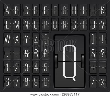 Vector Airport Terminal Mechanical Scoreboard Narrow Font With Numbers To Display Flight Departure O