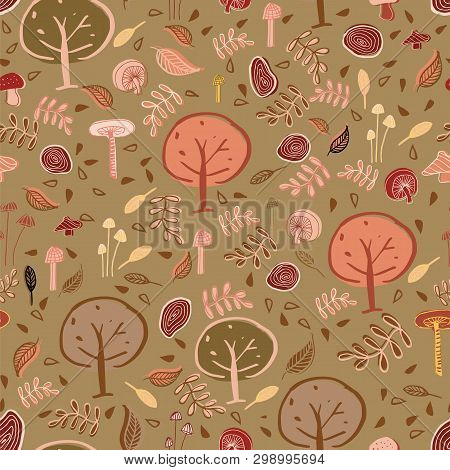 Woodland Forest Seamless Pattern Design. Perfect For Textile Design