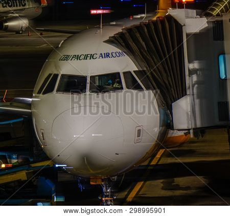 Saigon, Vietnam - Dec 4, 2018. An Airbus A320 Airplane Of Cebu Pacific Docking At Tan Son Nhat Airpo