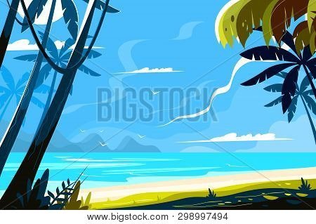Heavenly Place Landscape Vector Illustration. Picturesque View