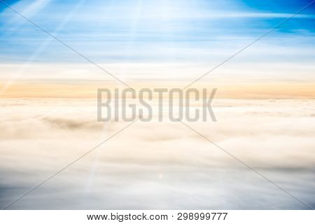 Beautiful Airview With Blue Sky, White Clouds And Sunrays