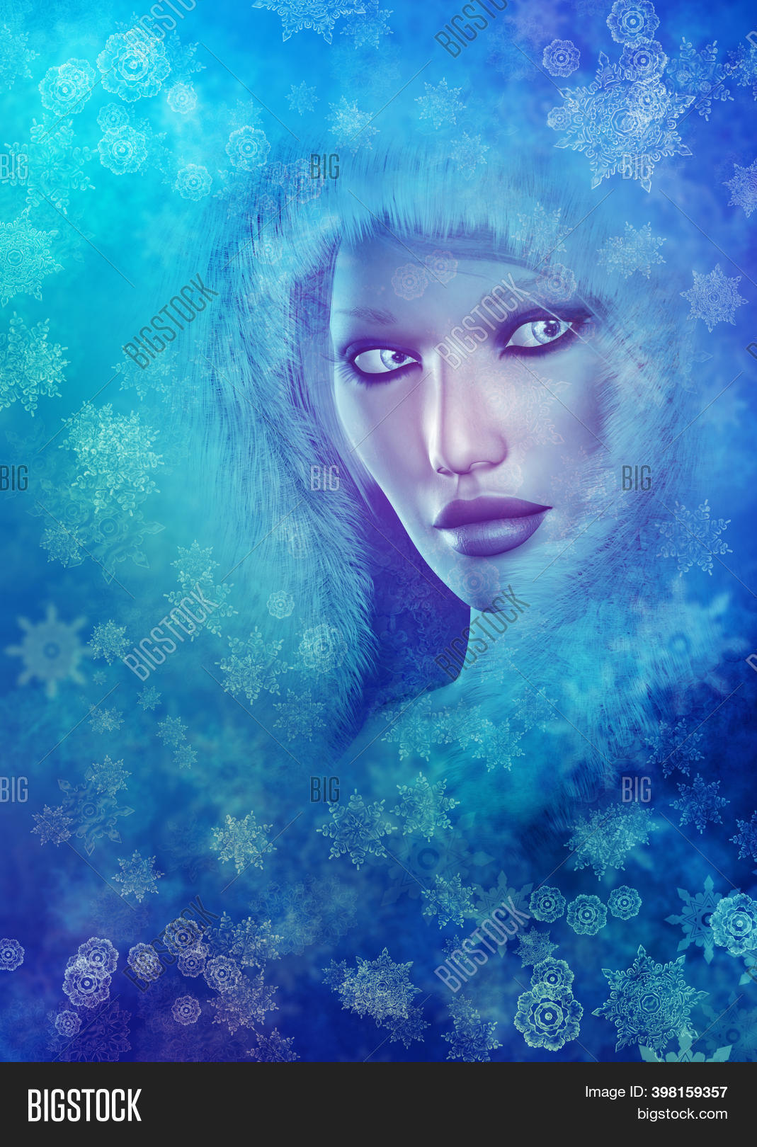 Snowflake Woman 3D Woman Snowflakes Image & Photo (Free Trial) | Bigstock