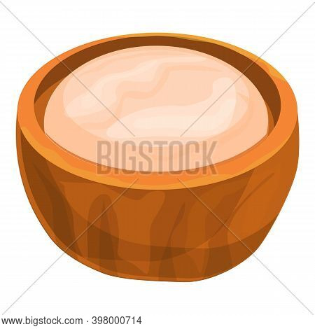 Cutted Shea Tree Nut Icon. Cartoon Of Cutted Shea Tree Nut Vector Icon For Web Design Isolated On Wh