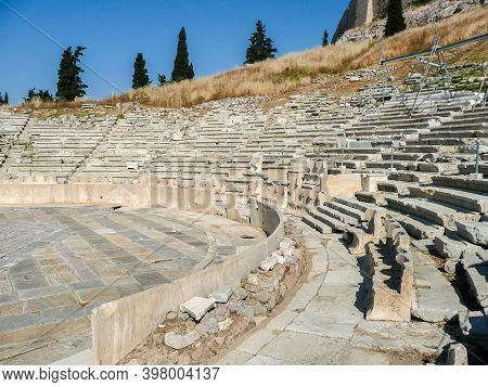 The Theatre Of Dionysus Eleuthereus Of The Athenian Acropolis. Athens, Greece. Ancient Greek Amphith