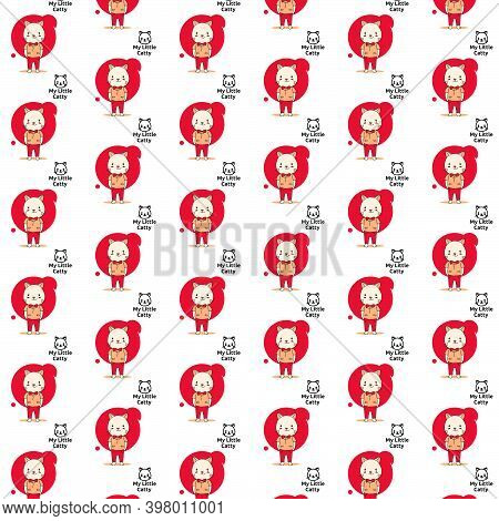 My Little Catty Pattern Template Design On White Background