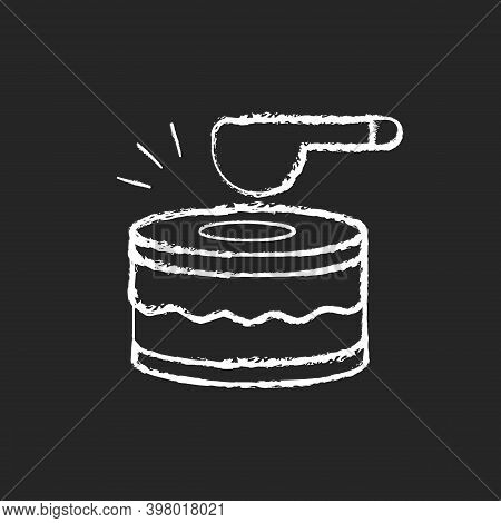 Drums Chalk White Icon On Black Background. Ramadan Music Instrument. Waking Up All People Before Du