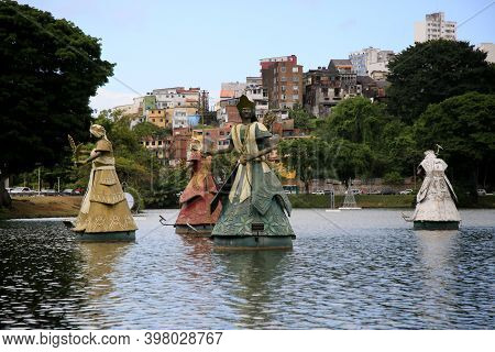 Salvador, Bahia, Brazil - December 4, 2020: Sculpture Of Orxias, Sacred Entity In The Candoble Regio