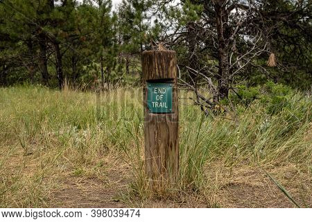 End Of Trail On Post In Wind Cave National Park