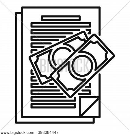 Document Bribery Money Icon. Outline Document Bribery Money Vector Icon For Web Design Isolated On W