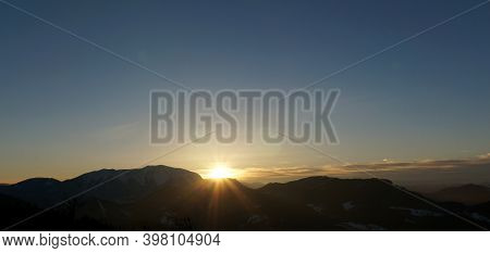 Wonderful Sunset At Schneeberg Mountain In Lower Austria / Austria / Idylic Scenery / Nature Holiday