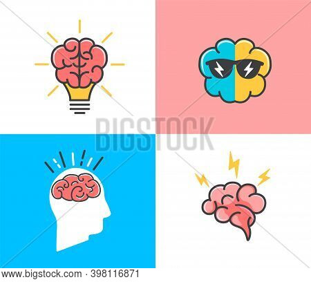 Set Of Different States Of Brain.concepts Of Brainstorming, Idea, Creativity And New Inspirration.ic