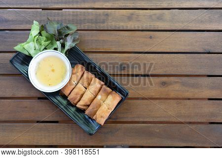 Fried Spring Rolls Are Vietnamese Food That Thai People Like To Eat. Spring Roll Pastry Made From Ri