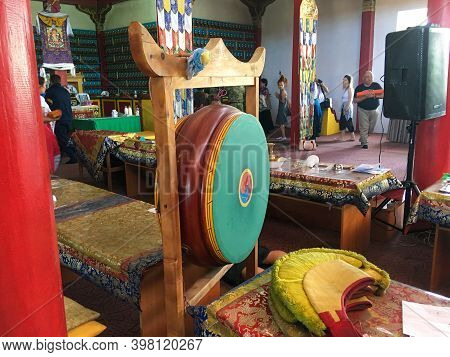 Chadan, Tuva Republic, Russia - July 6, 2019: Interior And Religious Items In The New Ustuu Huree Te