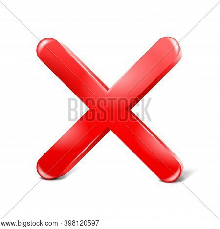 X Sign In 3d - Cancel, Ban Or Deny Symbol In Red And Glossy Decoration